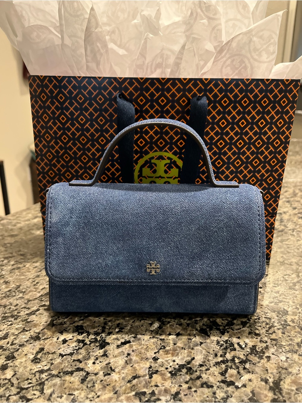 Tory Burch Denim Top-Handle Satchel - Blue